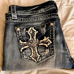 MISS ME JE5854EP3 Capri Mid Rise Straight Leg Denim Jeans Size 32